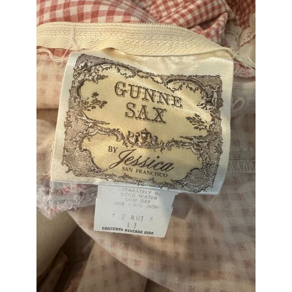 Vintage Gunne Sax Jessica Mcclintock Prairie Boho Corset Dress Checkered Red - Picture 4 of 12